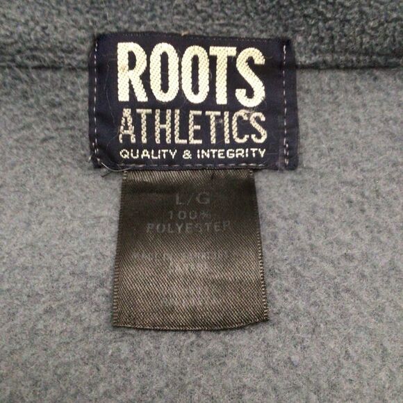 ROOTS Athletics jacket grey blue Large full zip polar fleece sweater - Picture 5 of 12